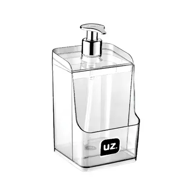 DISPENSER PORTA DETERGENTE / ESPONJA DE ACRILICO SLIM TRANSPARENTE 500ML 18X9,5X9,5CM