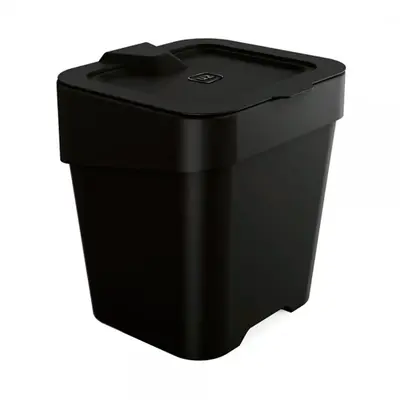 LIXEIRA DE PIA DE PLASTICO RETANGULAR SLIM COM TAMPA PRETA 2,5L