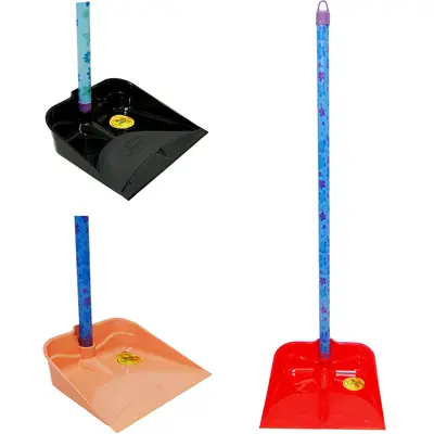 PA DE LIXO DE PLASTICO CABO MADEIRA LONGO COLORS 73,5X23X20CM