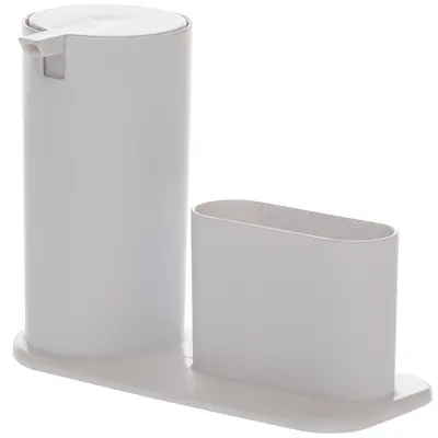 DISPENSER PORTA DETERGENTE / ESPONJA DE ACRILICO BRANCO 350ML 20X15,5X8CM