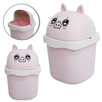 LIXEIRA DE MESA DE PLASTICO QUADRADA COM TAMPA PORCO 1,5L 22X14,5CM
