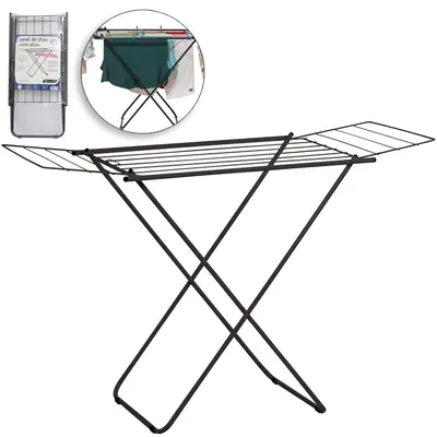 VARAL DE PISO DOBRAVEL DE METAL COM ABAS BLACK 134X75X48CM