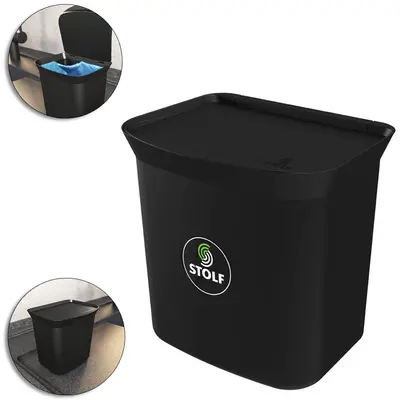 LIXEIRA DE PIA DE PLASTICO RETANGULAR SMART COM TAMPA PRETA 2,5L