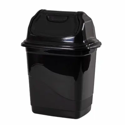 LIXEIRA DE PLASTICO RETANGULAR COM TAMPA BASCULANTE PRETA 10L 38X29,5X21,5CM