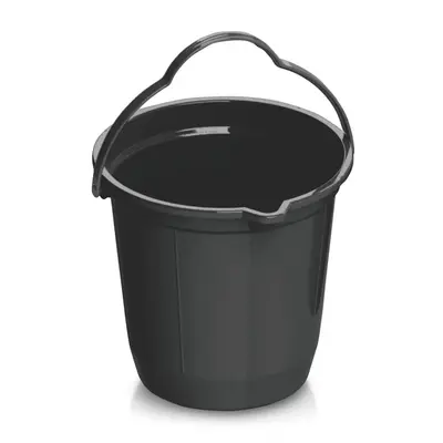 BALDE DE PLASTICO REDONDO PRETO COM BICO E ALCA 6L 23X23,5CM DE Ø