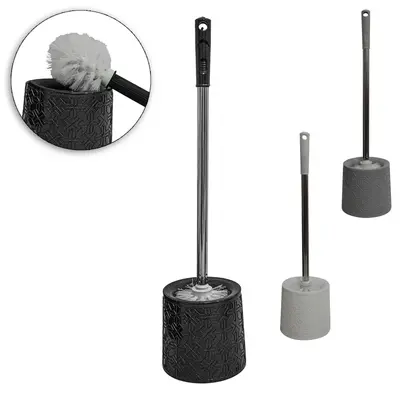 ESCOVA SANITARIA COM SUPORTE DE PLASTICO REDONDO CABO INOX COLORS 52X12,5X11,5CM