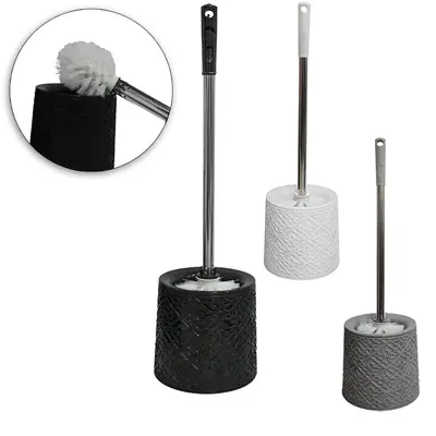 ESCOVA SANITARIA COM SUPORTE DE PLASTICO REDONDO CABO INOX COLORS 52X12,5X11,5CM