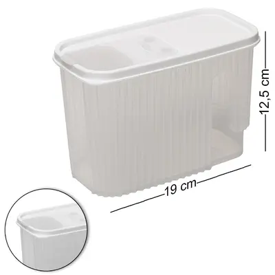 POTE DE PLASTICO RETANGULAR COM TAMPA IVORY BRANCA 1,2L 19X12,5X9,5CM