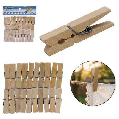 PRENDEDOR DE ROUPA DE BAMBU COM 20 PECAS 6X1CM