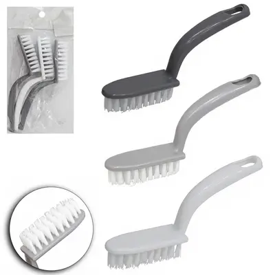 ESCOVA MULTIUSO RETANGULAR CABO PLASTICO 15X2CM COM 3 PECAS