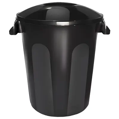 LIXEIRA CESTO DE PLASTICO REDONDO PRETO COM TAMPA E ALCA 58L 56,8X54,5X43,9CM