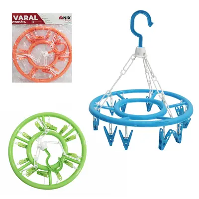 VARAL DE PENDURAR DE PLASTICO REDONDO FIXO COM 12 PRENDEDORES 27,5CM DE Ø