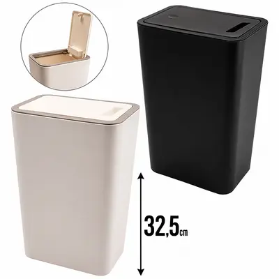 LIXEIRA DE PLASTICO RETANGULAR COM TAMPA CLICK 9L 32,5X22X15,5CM