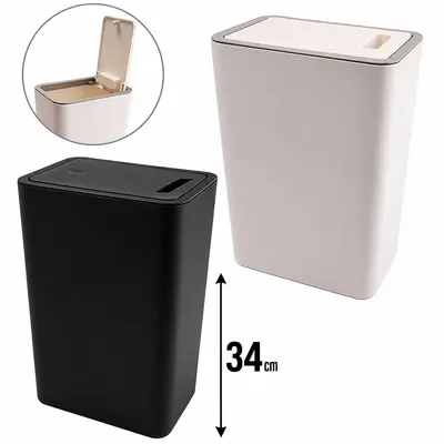 LIXEIRA DE PLASTICO RETANGULAR COM TAMPA CLICK 12,5L 34X25,5X17CM
