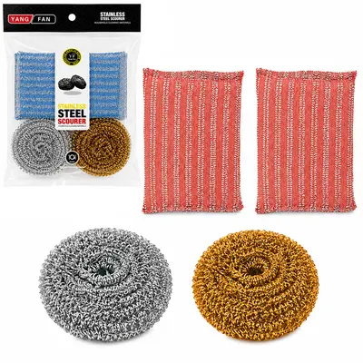 ESPONJA / BUCHA REDONDA COM 2 PECAS 7CM DE Ø + 2 ANTI-RISCO 13X9CM NEX HOME