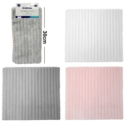 PANO DE LIMPEZA DE POLIESTER MULTIUSO INOVA COM 3 PECAS 30X30CM