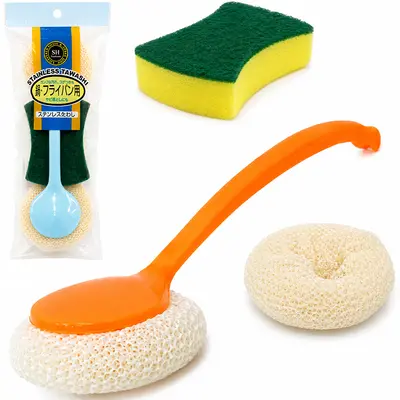 ESPONJA / BUCHA REDONDA PARA LIMPEZA ANTI-RISCO MULTIUSO CABO PLASTICO + REFIL 22X8CM DE Ø
