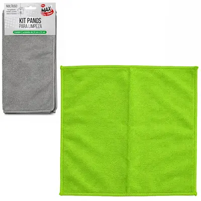 PANO DE LIMPEZA DE POLIESTER MULTIUSO MAX CLEAN COM 2 PECAS 32X32CM