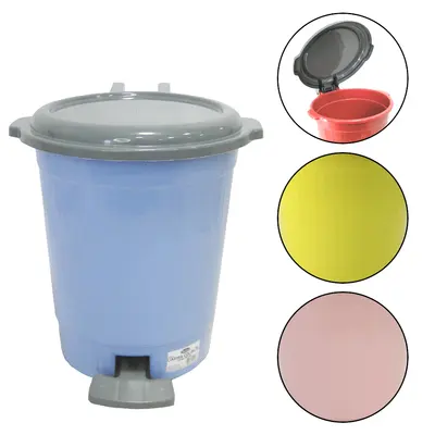 LIXEIRA COM PEDAL DE PLASTICO REDONDA COM TAMPA COLORS 7L