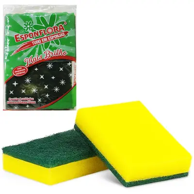 ESPONJA / BUCHA ABRASIVA MULTIUSO DUPLA FACE COM 4 PECAS 110X75X20MM