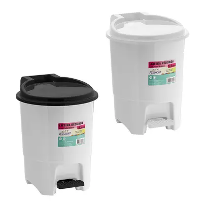 LIXEIRA COM PEDAL DE PLASTICO REDONDA COM TAMPA COLORS 12,5L
