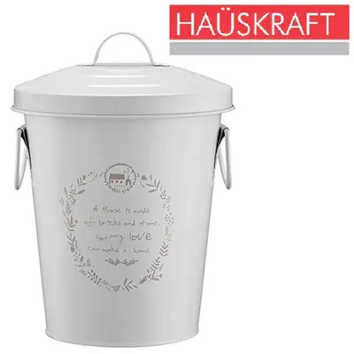 LIXEIRA DE METAL REDONDA COM TAMPA + ALCA CLASSIC HAUSKRAFT 3,4L 25X18CM DE Ø