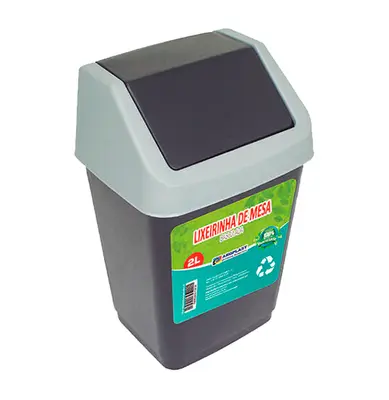 LIXEIRA DE PIA / MESA DE PLASTICO RETANGULAR COM TAMPA BASCULANTE 2L