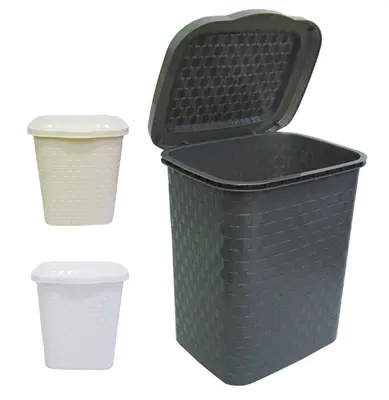 LIXEIRA DE PIA DE PLASTICO RETANGULAR RATTAN COM TAMPA COLORS 4L