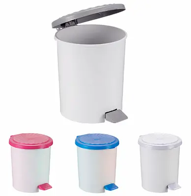 LIXEIRA COM PEDAL DE PLASTICO REDONDA COM TAMPA COLORS 7L