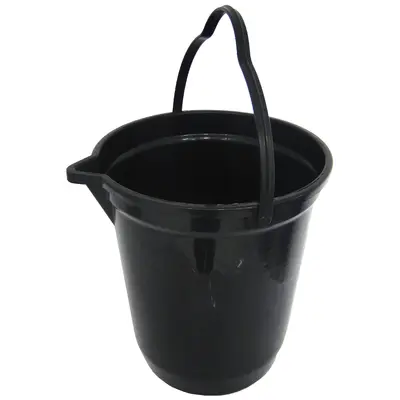BALDE DE PLASTICO REDONDO PRETO COM APOIO + BICO E ALCA 12L 30X27,5CM DE Ø