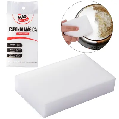 ESPONJA / BUCHA MAGICA DE ESPUMA PARA MANCHAS DIFICEIS MAX CLEAN 10X6X2CM