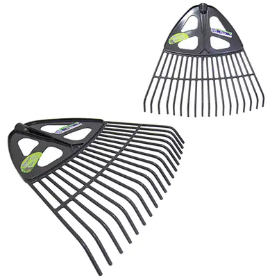 VASSOURA ANCINHO / RASTELO PARA GRAMA DE PLASTICO FLORA SEM CABO 18 DENTES 37,5CM