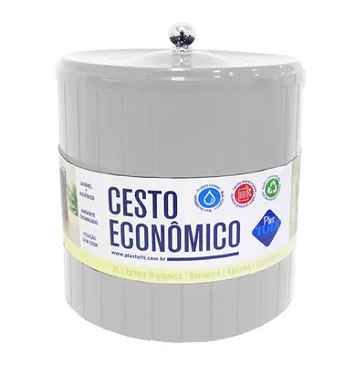 LIXEIRA DE PLASTICO REDONDA BRANCA 5L