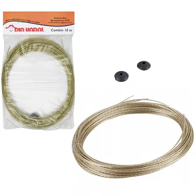 CORDA DE ACO REVESTIDO COM PVC SLIM PARA VARAL 10M