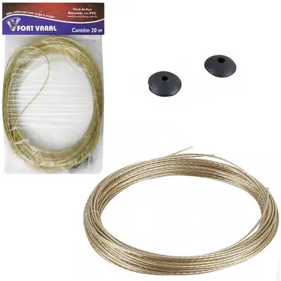 CORDA DE ACO REVESTIDO COM PVC SLIM PARA VARAL 20M
