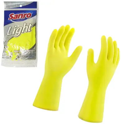LUVA DE LATEX AMARELA SANRO LIGHT MULTIUSO MEDIA