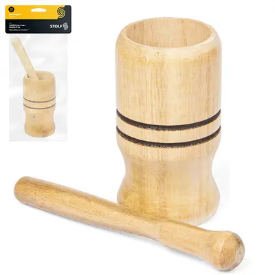 PILAO COM SOCADOR DE MADEIRA GRANDE 12X7CM