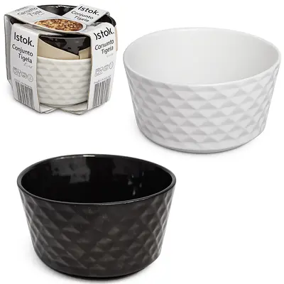 JOGO DE TIGELA DE PORCELANA REDONDA LUNA COM 2 PECAS 385ML
