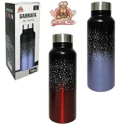GARRAFA TERMICA DE INOX COM TAMPA COLORS DEGRADE 750ML