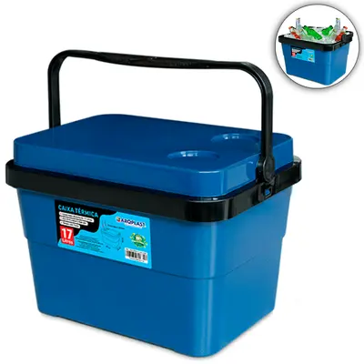 CAIXA TERMICA DE PLASTICO AZUL 17L 39,5X29,1X28CM