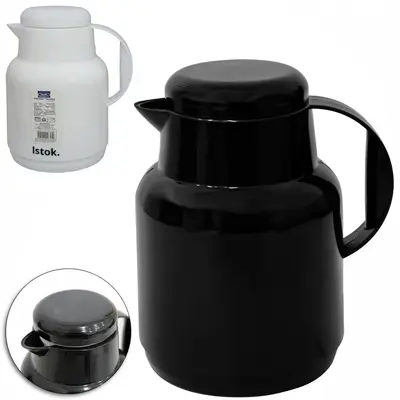GARRAFA TERMICA COM AMPOLA DE VIDRO MADRID PRETA / BRANCA 300ML