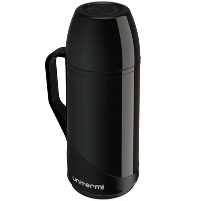 GARRAFA TERMICA COM AMPOLA DE VIDRO ROMA PRETA 500ML