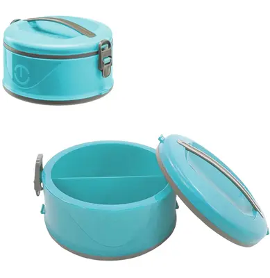 MARMITA TERMICA DE PLASTICO COM 2 DIVISORIAS E TRAVA LATERAL VERDE TIFFANY 1,5L
