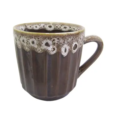 CANECA DE PORCELANA CANELADA BORDA 150ML