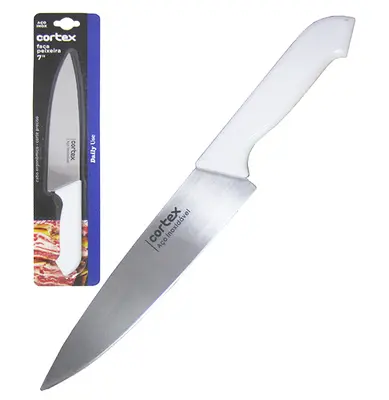 FACA DE CARNE / PEIXEIRA DE INOX 7'' CABO PLASTICO BRANCO DAILY USE