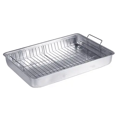 FORMA ASSADEIRA DE ALUMINIO RETANGULAR ALTA COM GRELHA 03 42X30,8X6CM