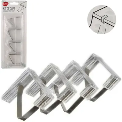 CLIPS PRENDEDOR PARA TOALHA DE MESA DE METAL / ACRILICO COM 4 PECAS 4,5CM NA CARTELA