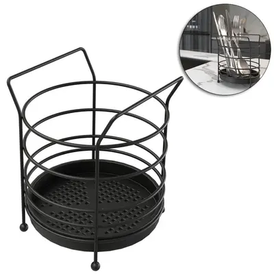 PORTA TALHER / ESCORREDOR DE TALHER ARAMADO REDONDO BLACK 16X13CM DE Ø