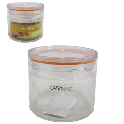 POTE DE VIDRO REDONDO COM TAMPA DE ACRILICO 320ML