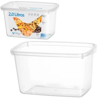 POTE DE PLASTICO RETANGULAR VOLARE COM TAMPA 2L